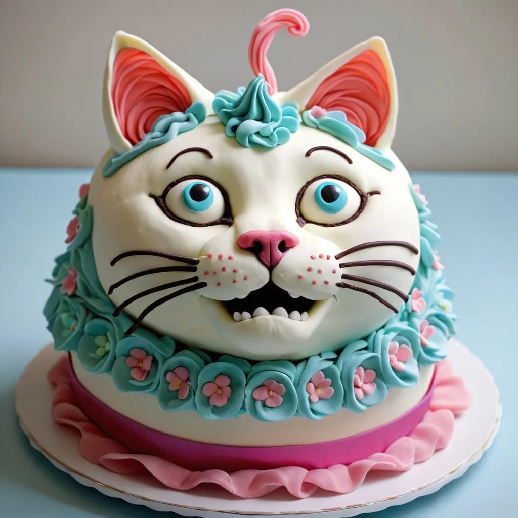 Prompt: Cat  made  from cake