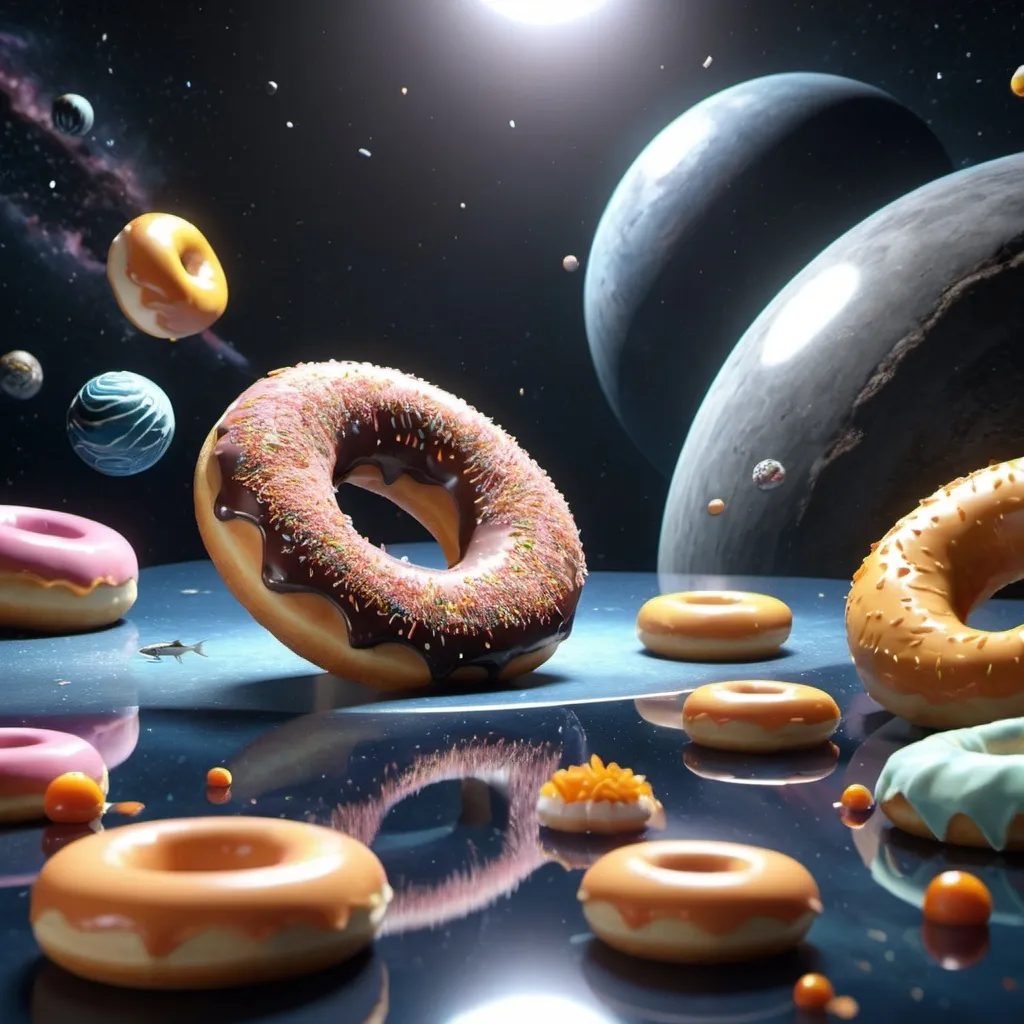 Prompt: space with a doughnut and fish 4k ray tracing ultra relistic 