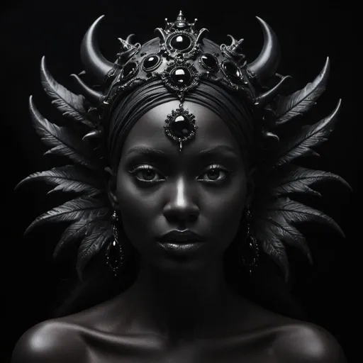 Prompt: "Explore the depths of darkness with your "Black" creation. Let your imagination run wild and create a unique and visually stunning piece that captures the essence of black."