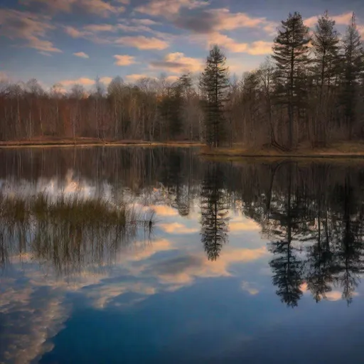 Prompt: With the aid of a polarizing filter, the sky takes on a deep blue hue, colors become vibrant, and distracting glare is diminished. A reflective surface, like a still lake, showcases polished reflections.