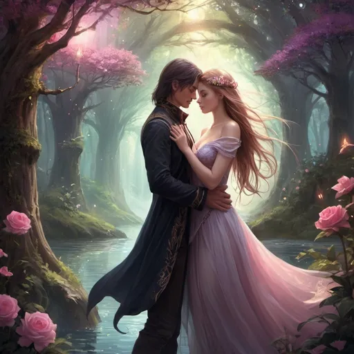 Prompt: Romantic and magical fantasy art