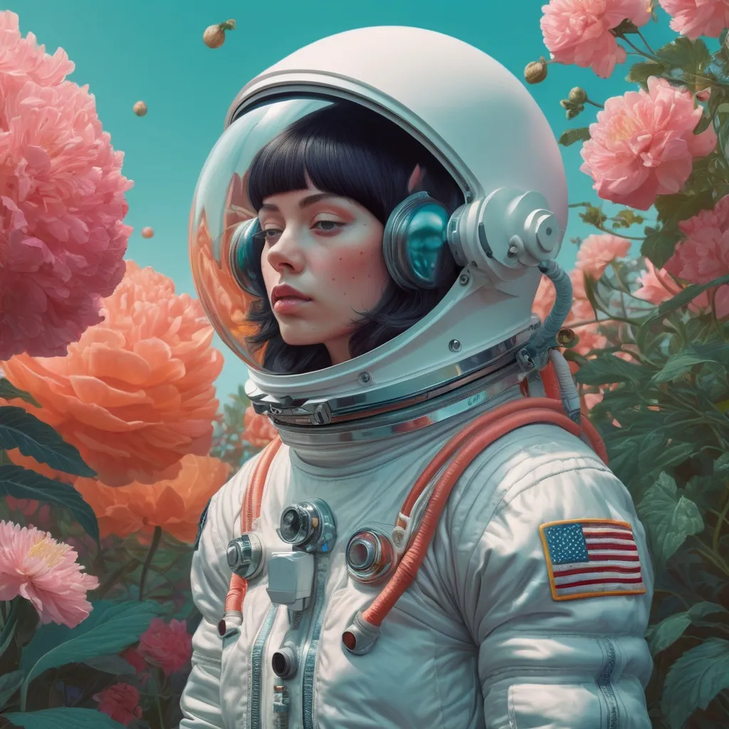 Prompt: An astronaut in a garden on a spring day, by martine johanna and simon stalenhag and chie yoshii and casey weldon and wlop : : ornate, dynamic, particulate, rich colors, intricate, elegant, highly detailed, harper's bazaar art, fashion magazine, smooth, sharp focus, 8 k, octane render