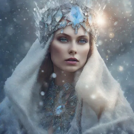 Prompt: Portrait of woman, snow Princess, Slavic fantasy style, kokoshnik, fantasy art style , Broken Glass effect, no background, stunning, something that even doesn't exist, mythical being, energy, molecular, textures, iridescent and luminescent scales, breathtaking beauty, pure perfection, divine presence, unforgettable, impressive, breathtaking beauty, Volumetric light, auras, rays, vivid colors reflects