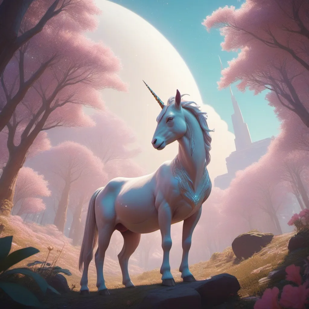 Prompt: A mythical goat-like unicorn adorned with celestial motifs,, unreal engine, greg rutkowski, loish, rhads, beeple, makoto shinkai and lois van baarle, ilya kuvshinov, rossdraws, tom bagshaw, alphonse mucha, global illumination, detailed and intricate environment