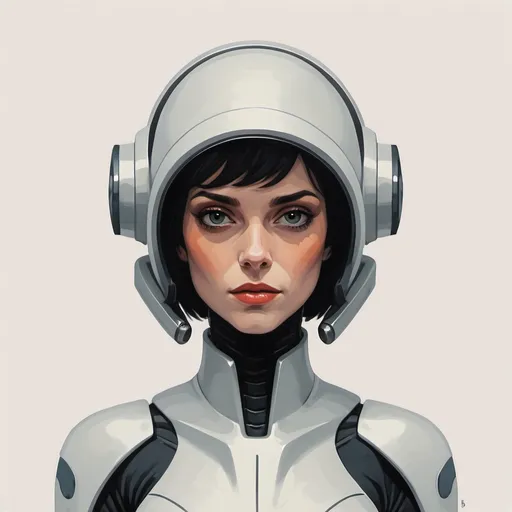 Prompt: Minimalist painting of sci - fi character design in the style of Olivia De Berardinis
