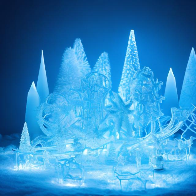 Prompt: cinematic, stunning, minimalist Christmas themed Glowing Ice Sculptures, commercial ad campaign, beautiful shot. 8k. Wallpaper. Extremely detailed