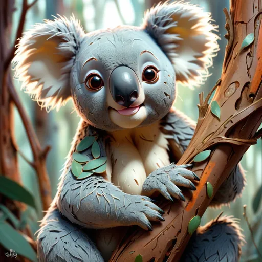 A Surreal Koala with a Tail of Rainbow Ribbons, Clinging To a Fantastical  Eucalyptus Tree4, Generative AI Stock Illustration - Illustration of  eucalyptus, clinging: 280668373