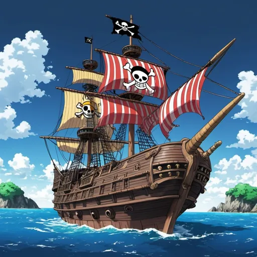 Prompt: pirate ship. one piece anime style