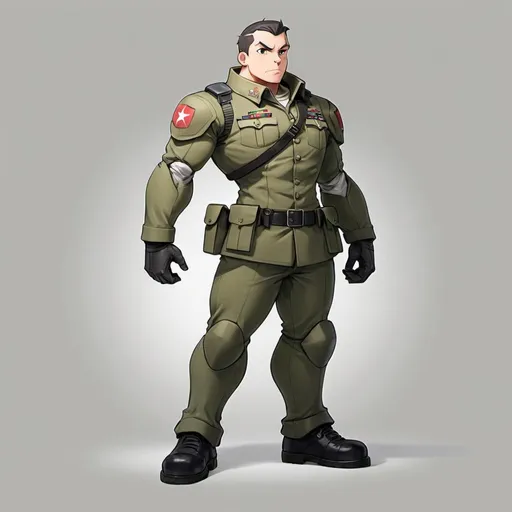 Prompt: Fullbody, masterpiece, SDcharacter, Cartoon, [[[Bighead]]], shortleg, No Background, soldier, stand, distinct_image