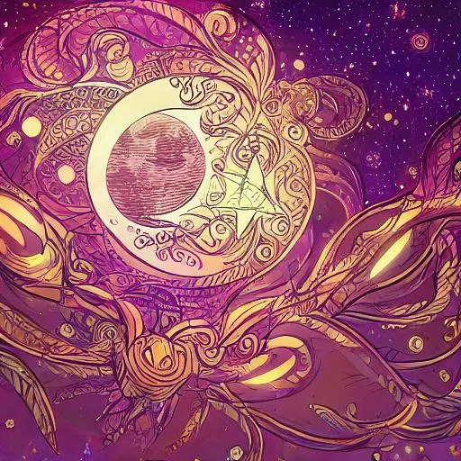 Prompt:  complex background, dynamic lighting, STARS
lights, digital painting, intricated pose, highly detailed, cute, filigree, intricated, saturated vibrant moon lighting, wide angle,