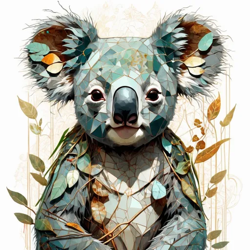 Prompt: ancient Koala,  highly detailed, intricate motifs, organic tracery, perfect composition, digital painting, artstation, concept art, smooth, sharp focus, illustration, Carne Griffiths, pixar, Victo ngai, Jean Baptiste Monge, shiny aura, old but robust, bright but deep 