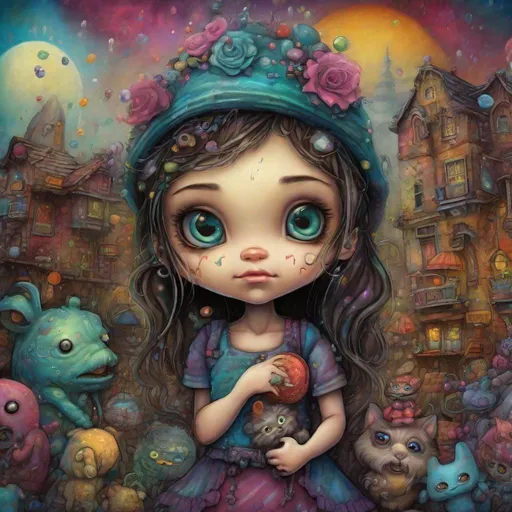 Prompt: Fantasy Realism, mesmerizing HDR, highly detailed, extreme close-up digital art, in the style of andy Kehoe, Jasmine Becket Griffith and Todd Lockwood, that showcases a random cute adorable smiling well-dressed girl and a big adorable fluffy monster, full body view, footwear, colorful houses and Jelly beans all around, intricate background with vibrant ink splatters, deep faded and muted triadic colors, swirls, transparency, dynamic pose, swirls, sharp focus, perfect  line composition, chiaroscuro, luminism, lights, highly detailed, high definition, hyperrealistic, illustration, UHD, cinematic, bright lighting, beyond the realm of reality, 32k, Use digital techniques to enhance the glass texture and the way light refracts through it. Through your artwork, capture the beauty of both the classic Rubik's Cube and the mesmerizing qualities of colored glass, creating an image that evokes wonder and fascination, low poly, isometric art, 3d art, high detail, artstation, concept art, behance, ray tracing, smooth, sharp focus, ethereal lighting, ultra hd, realistic, vivid colors, highly detailed, UHD drawing, pen and ink, perfect composition, beautiful detailed intricate insanely detailed octane render trending on artstation, 8k artistic photography, photorealistic concept art, soft natural cinematic perfect light, ultra hd, realistic, vivid colors, highly detailed, UHD drawing, pen and ink, perfect composition, beautiful detailed intricate insanely detailed octane render trending on artstation, 8k artistic photography, photorealistic concept art, soft natural volumetric cinematic perfect light