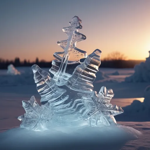 Prompt: cinematic, stunning, minimalist Christmas themed Glowing Ice Sculptures, commercial ad campaign, beautiful shot. 8k. Wallpaper. Extremely detailed