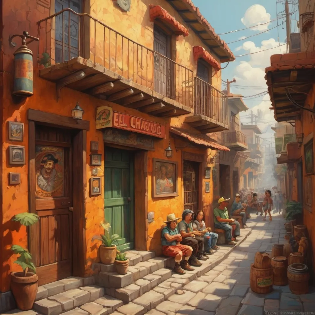 Prompt: El Chavo del Ocho, Mexico City, warm atmosphere, cartoony style, extremely detailed painting by Greg Rutkowski and by Henry Justice Ford and by Steve Henderson 

