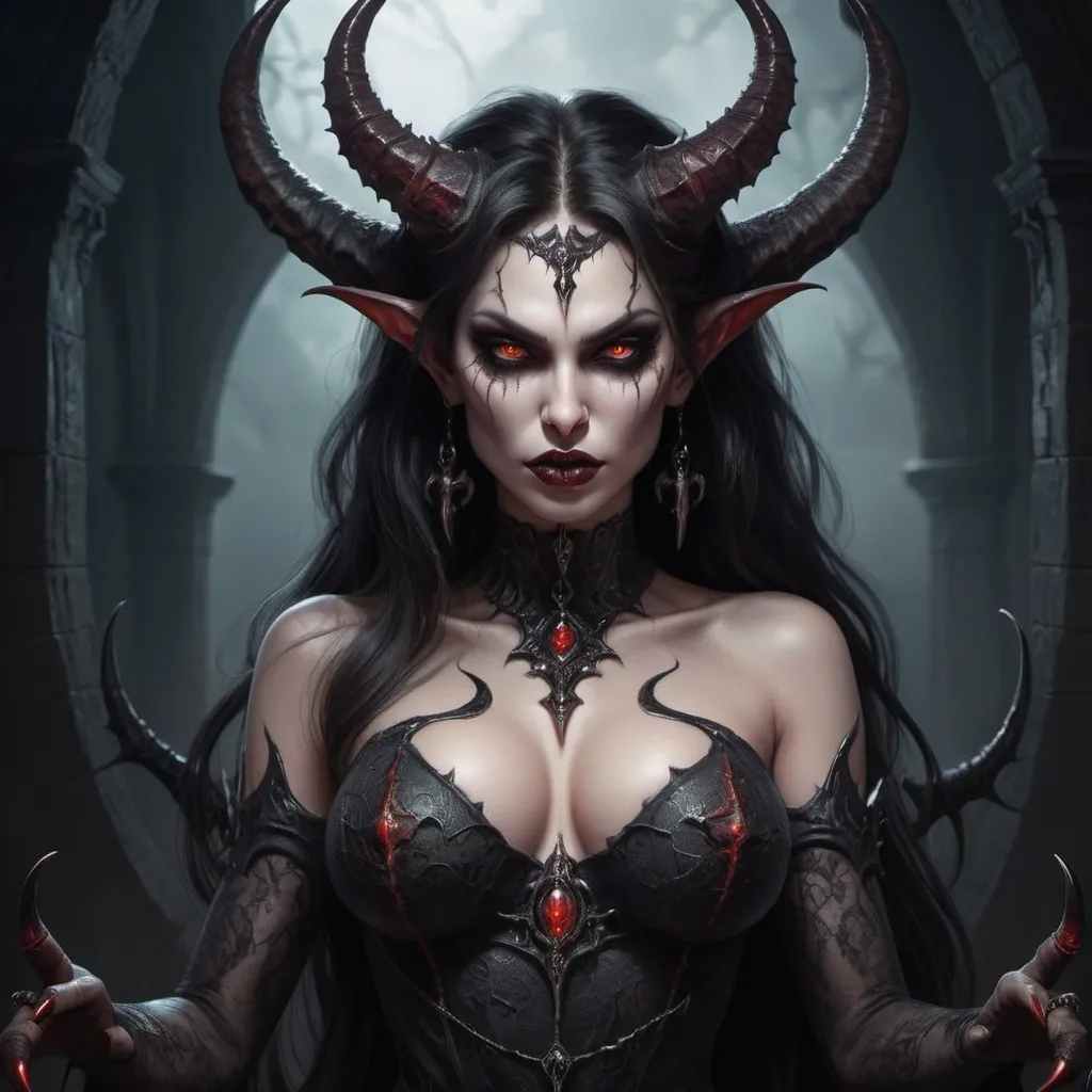 A breathtaking fantasy art image of a demonic woman.... | OpenArt