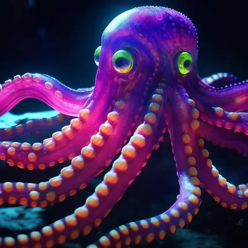 Prompt: octopus high quality unreal engine 8k close up realistic super glow magical
