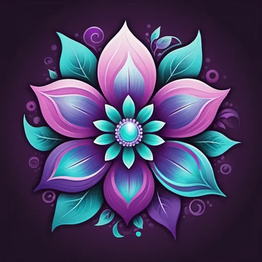Prompt: Create a logo with the name called journey Forward and phenomenal Healing use a healing flower with the color of purple blue pink n turquoise 