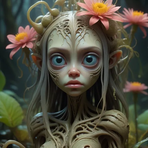 Prompt: A cute little sad spooky swamp spirit of the swamp spirit,

humidity, fog, will-o'-the-wisps,

cute and adorable, filigree, reflective eyes, flowers, rim lighting, lights, detailed eyes. magic, surreal, fantasy, digital art, wlop, artgerm and james jean, ultra hd, realistic, vivid colors, highly detailed, UHD drawing, pen and ink, perfect composition, beautiful detailed intricate insanely detailed octane render trending on artstation, 8k artistic photography, photorealistic concept art, soft natural volumetric cinematic perfect light, sf, intricate artwork masterpiece, ominous, matte painting movie poster, golden ratio, trending on cgsociety, intricate, epic, trending on artstation, by artgerm, h. r. giger and beksinski, highly detailed, vibrant, production cinematic character render, ultra high quality model, Miki Asai Macro photography, close-up, hyper detailed, trending on artstation, sharp focus, studio photo, intricate details, highly detailed, by greg rutkowski

Hashtag no filter,
Hashtag woke up like this,
Influenza style, ultra hd, realistic, vivid colors, highly detailed, UHD drawing, pen and ink, perfect composition, beautiful detailed intricate insanely detailed octane render trending on artstation, 8k artistic photography, photorealistic concept art, soft natural volumetric cinematic perfect light