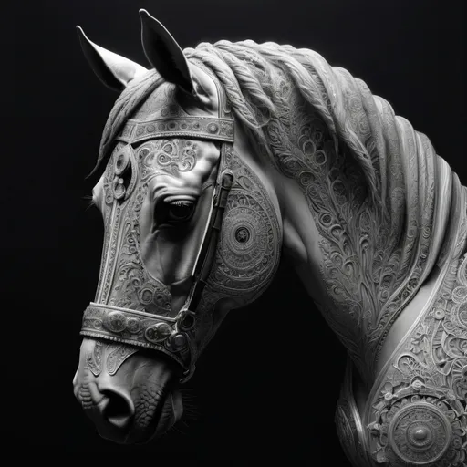 Prompt: majestic horse, drawn with mandalas. Only drawing for coloring, without any color, intricate, highly detailed, spectacular., black and white still, digital Art, perfect composition, beautiful detailed intricate insanely detailed octane render trending on artstation, 8 k artistic photography, photorealistic concept art, soft natural volumetric cinematic perfect light, chiaroscuro, award - winning photograph, masterpiece, oil on canvas, raphael, caravaggio, greg rutkowski, beeple, beksinski, giger