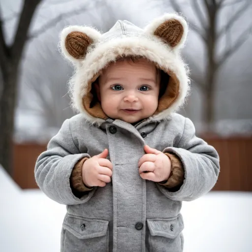 Prompt: owl baby ready for winter