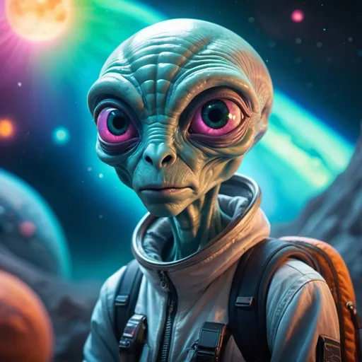 Prompt: meme looking space alien traveler,  vivid colors, perfect composition, beautiful detailed intricate insanely detailed artistic, concept art, soft natural volumetric lighting, highly detailed, deep focus, rim lights, light leak, bokeh , ethereal
