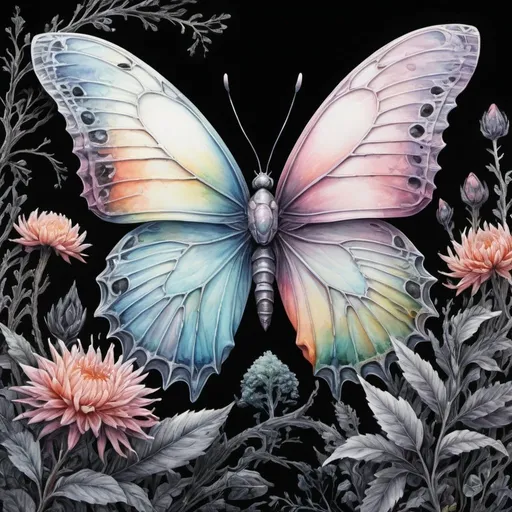 Prompt: fragility in the image of the nature of the planet earth. symbiosis. metamorphosis. fantasy art. intracate details ivaV high contrast. against the background of the landscape. professional photo. delicate pastel realistic watercolor airbrushing, with a black pen drawing. it is beautiful, filigree and aesthetically pleasing. megarealistic photo, mega-clarity, hyperdetalization, colorful. pixel art, fine drawing, dark botanical, in the gentle 