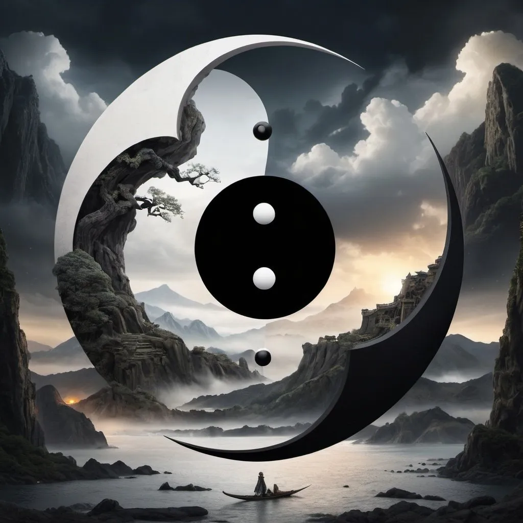 Prompt: Yin and yang! Art. Perfection! Extremely detailed! Epic cinematic brilliant stunning intricate meticulously detailed dramatic atmospheric maximalist digital matte painting