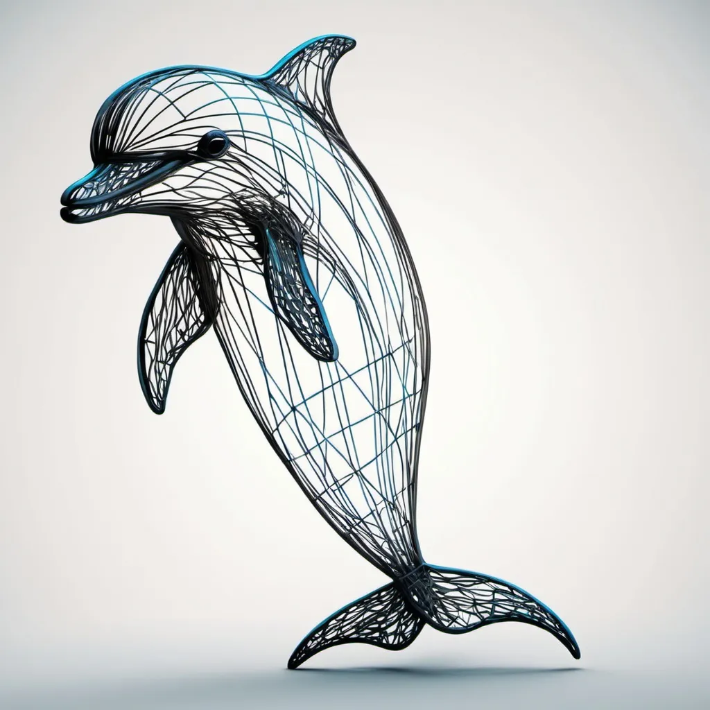 Prompt: 3d wire vector dolphin
