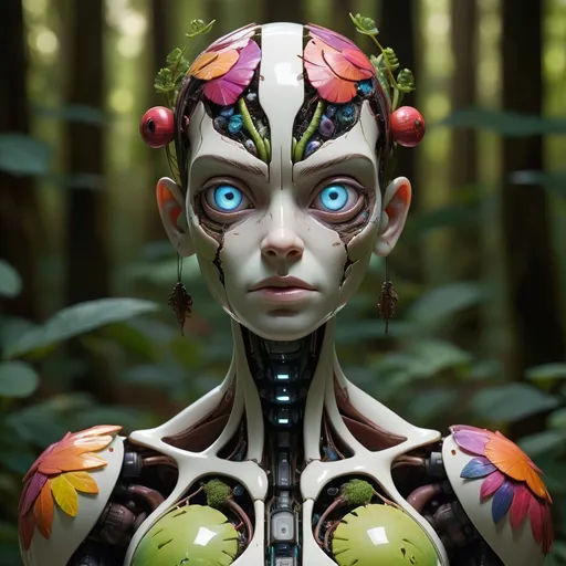 Prompt: Prompt:
high detailed professional upper body photo of a transparent porcelain android looking at viewer,with glowing backlit panels,anatomical plants,dark forest,night,darkness,grainy,shiny,intricate plant details,with vibrant colors,colorful plumage,bold colors,flora,contrasting shadows,realistic,photographic,

Negative prompt:
(worst quality, low quality:1.8),deformed,disfigured,ugly,disgusting,artifacts,duplicate,cloned,extra,missing,mutated,cropped,gross,fused,conjoined,poor,floating,disconnected,amputated,heterochromia,crossed eyes,squint,monochrome,text,logo,watermark,sign,signature,footer,fineprint,info,information,written,letters,words,photo,photograph,picture,image,screenshot,desk,pen,table,paper,symmetric,multiple views,split view,letterboxed,