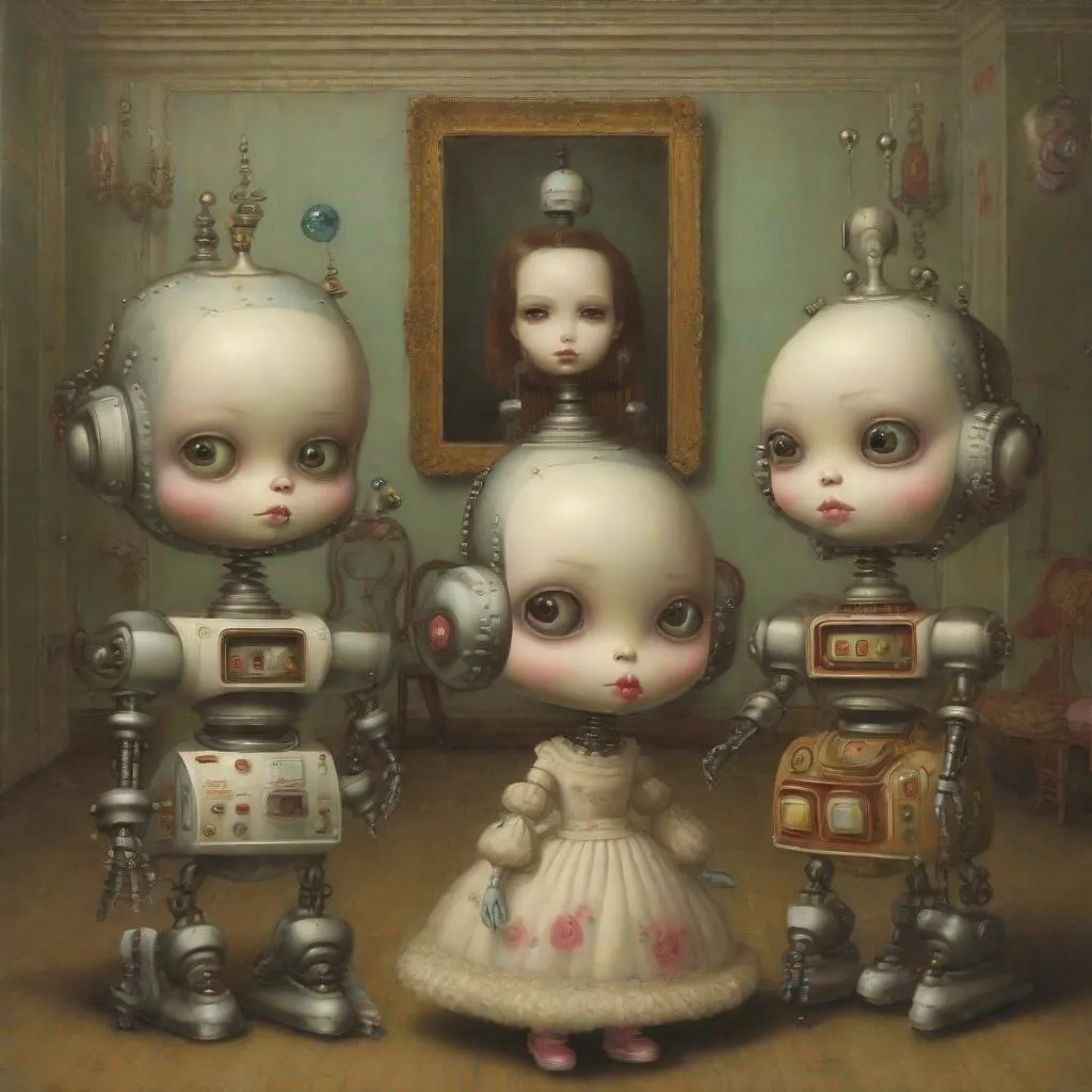 Prompt: meninas robots by mark ryden