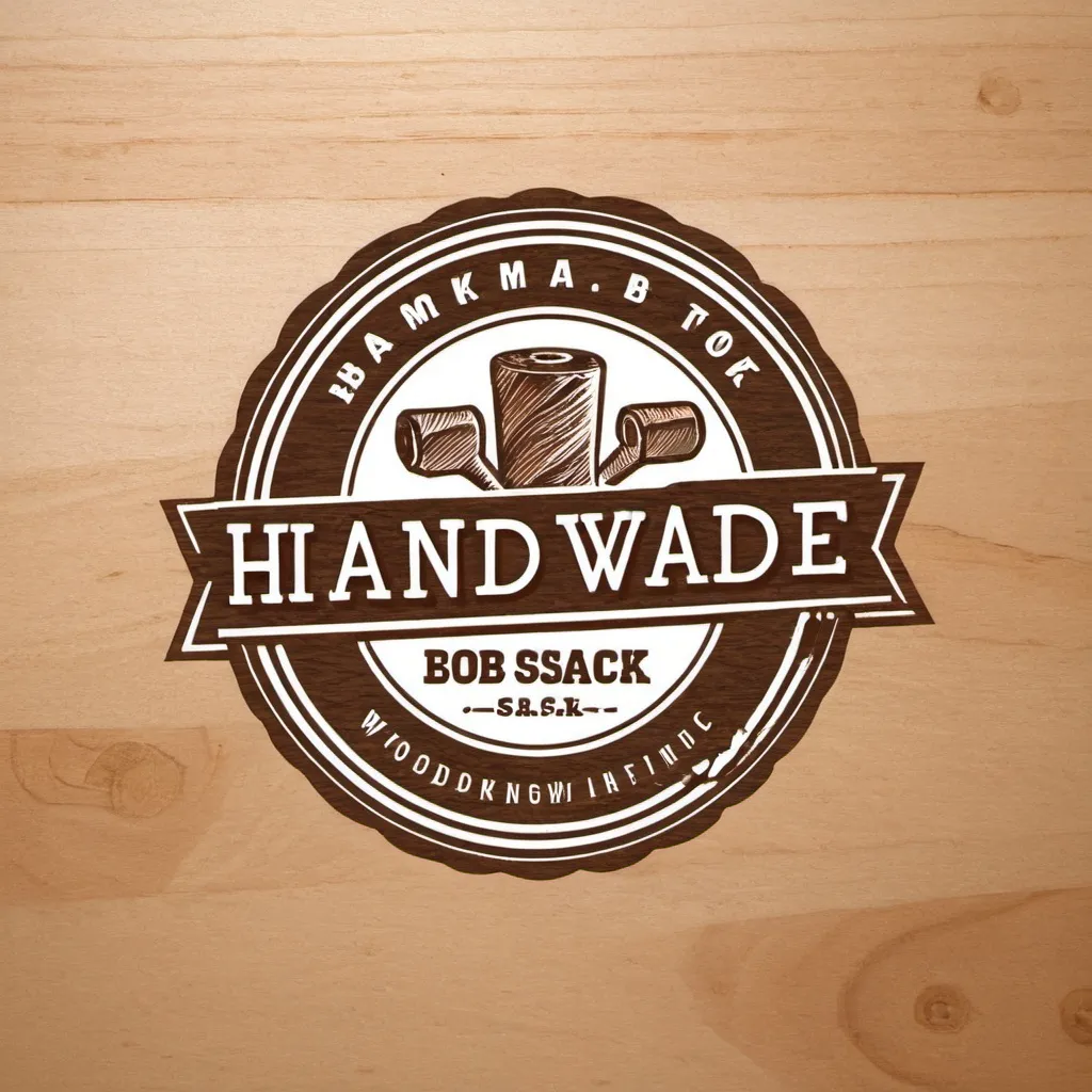 Prompt: create a line logo for woodworking studio with the words "Handmade by Bob Sack"
