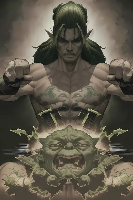 Prompt: Yoda as an extremely muscled Boxing fighter on steroids, Full body centered, mug pose, wearing classy boxing gloves, Edgy, gothic, UHD illustrative layout 4d, realism, intricate acute texture, finely detailed eyes, style of Feng Zhu and William Etty