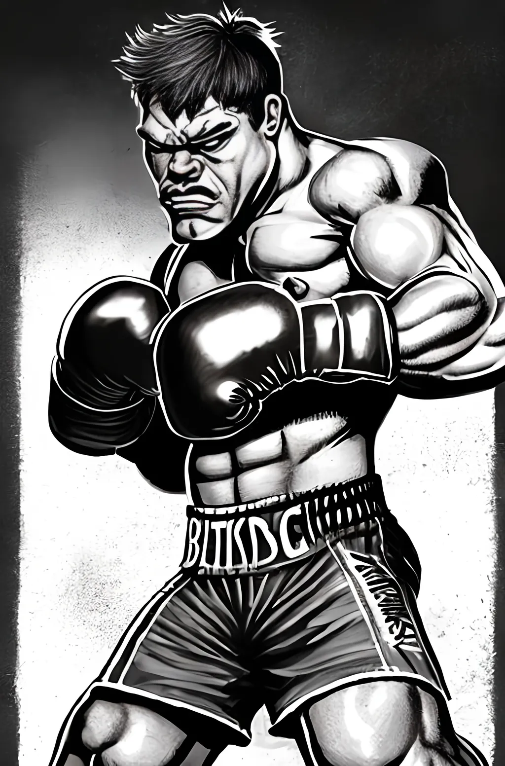 fighter boxer drawing