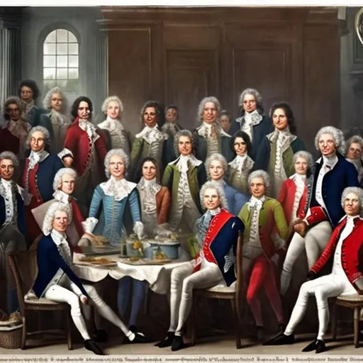 Prompt: 1. Realistic image of diverse communities coming together in 1790


