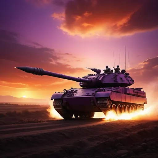 Prompt: A tank driving towards the subset while a missile is being interrupted midair.