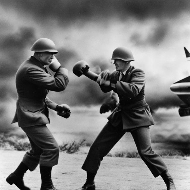 Prompt: Donald Trump fighting in WWII
