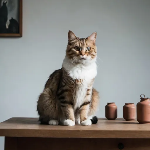 Prompt: A cat is sitting on the table