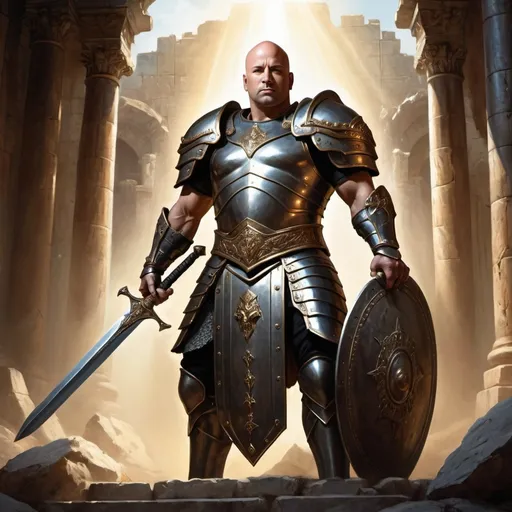 Prompt: david draiman as goliath paladin