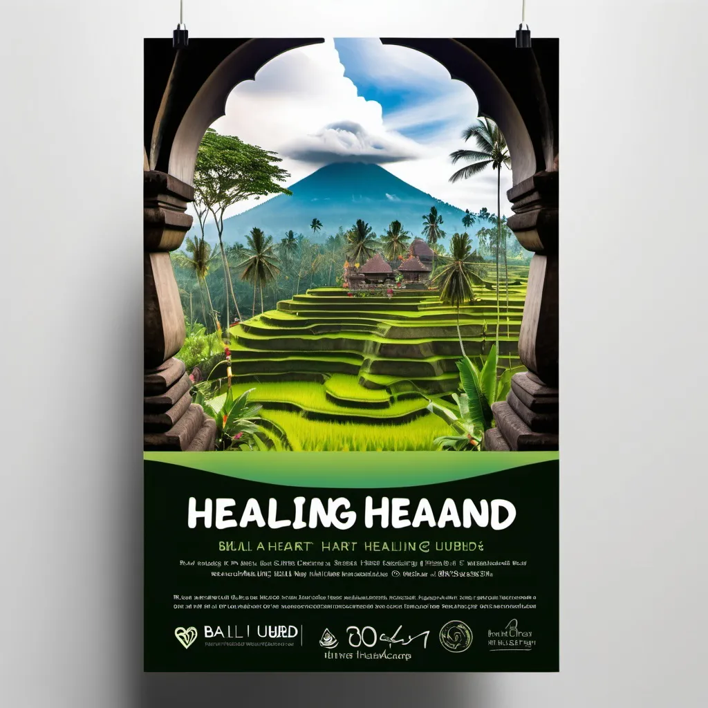 Prompt: Beautiful Flyer
Bali Ubud landscapes
The Healing Heart 
Inner Child Healing