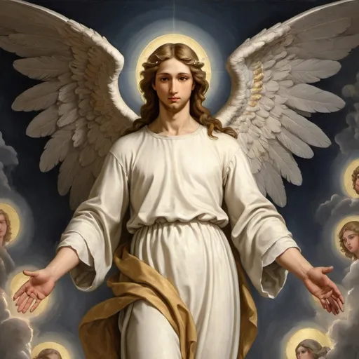 Prompt: show me a painting of a biblically accurate angel