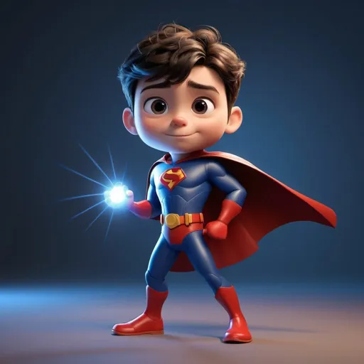 Prompt: Disney pixar character, 3d render style, a superhero boy that saves electricity, cinematic colors