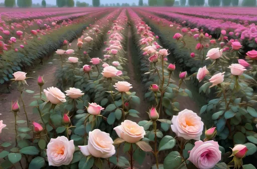 Prompt: a dying roses field in monet style 