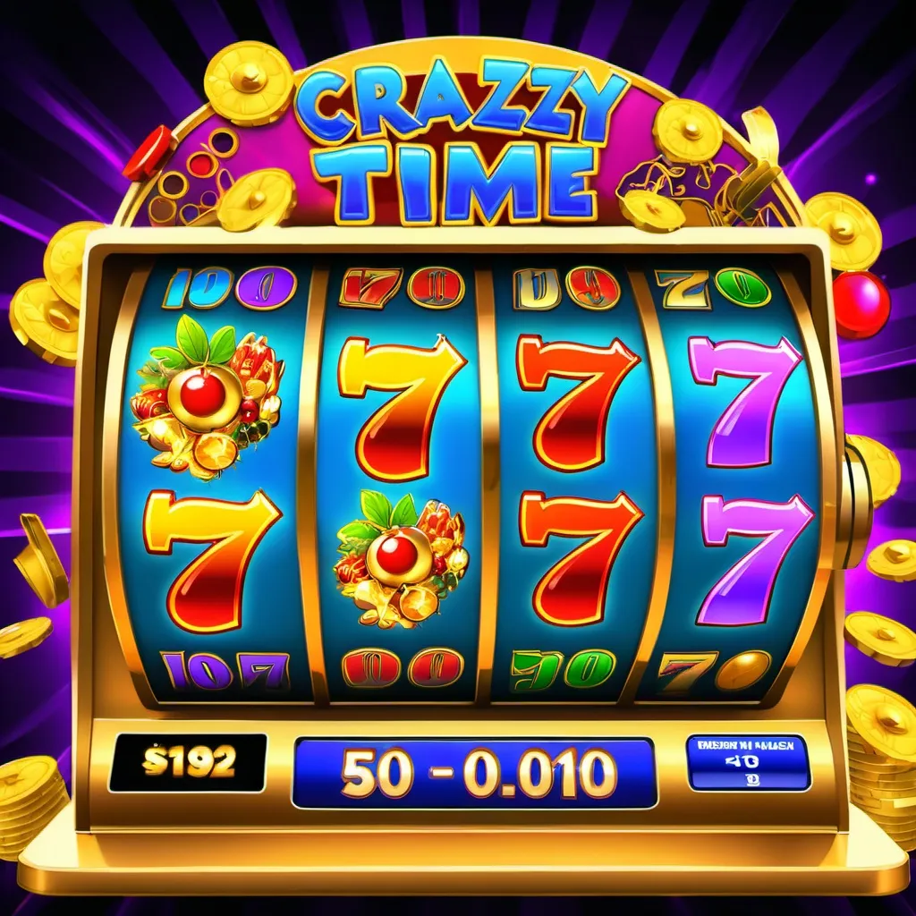 Prompt: Slot machine crazy time big win