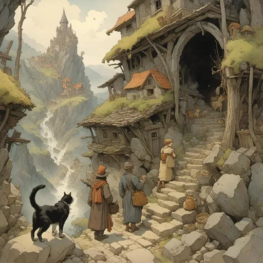 Prompt: <mymodel> a cat finding a village with the sole inhabitants of cats. There should be many cats in the image.