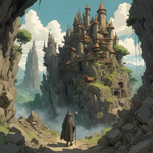 Prompt: <mymodel> a wizard discovers a lost city. studio ghibli style