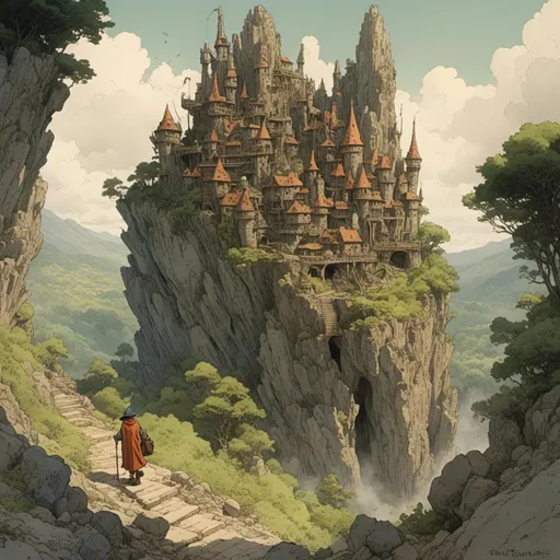 Prompt: <mymodel> a wizard discovers a lost city. studio ghibli style