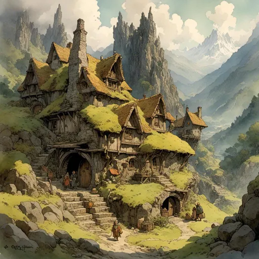 Prompt: <mymodel> a hobbit village
