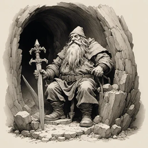 Prompt: <mymodel> a dwarf in the process of forging a legendary sword