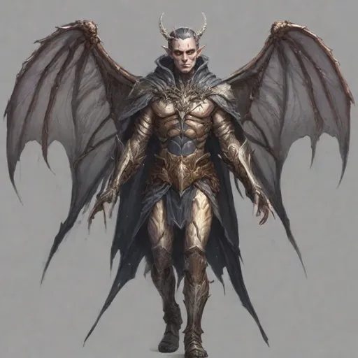 Prompt: undead male fairy-elf with beetle wings, armor, coat, crown