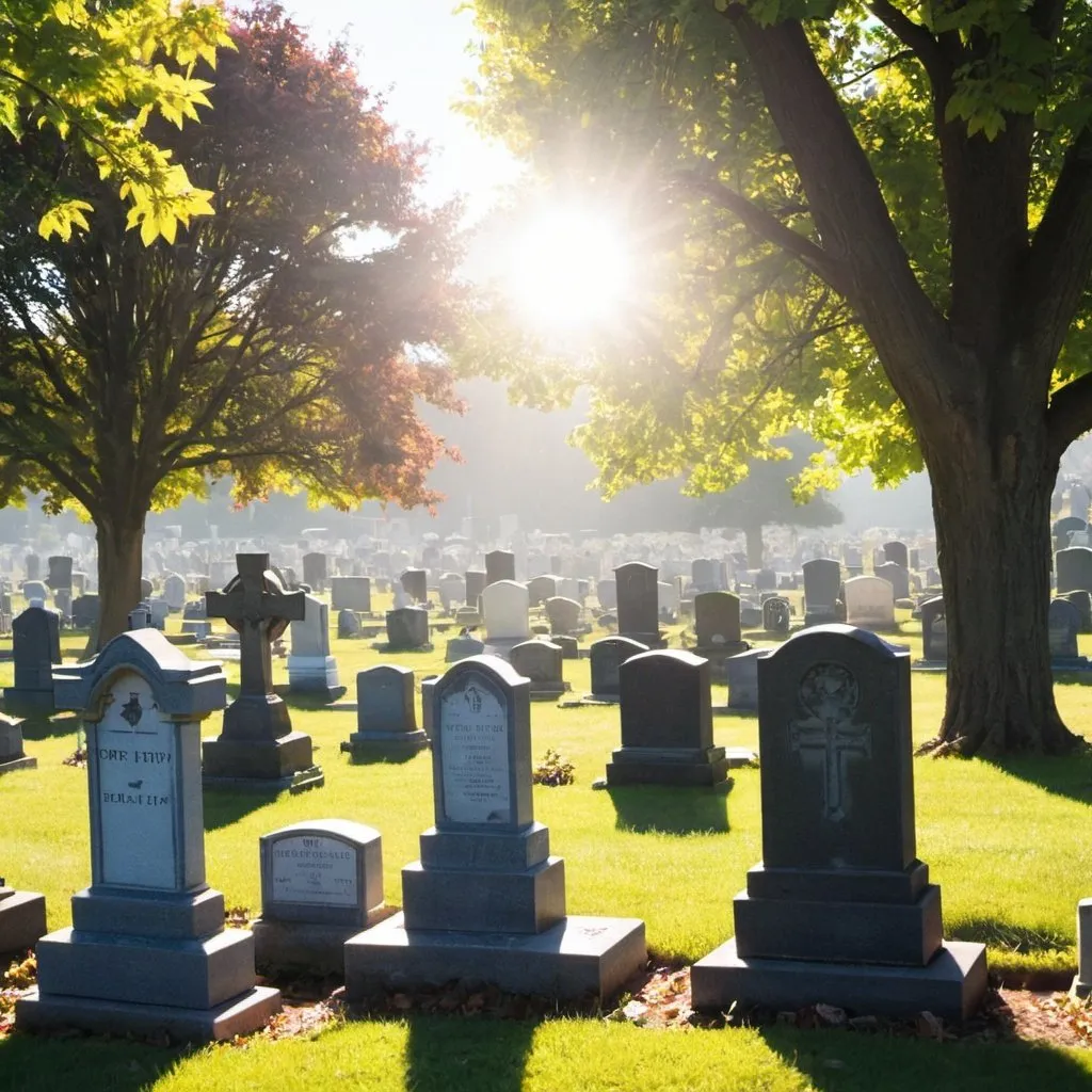 Prompt: A sunny graveyard 